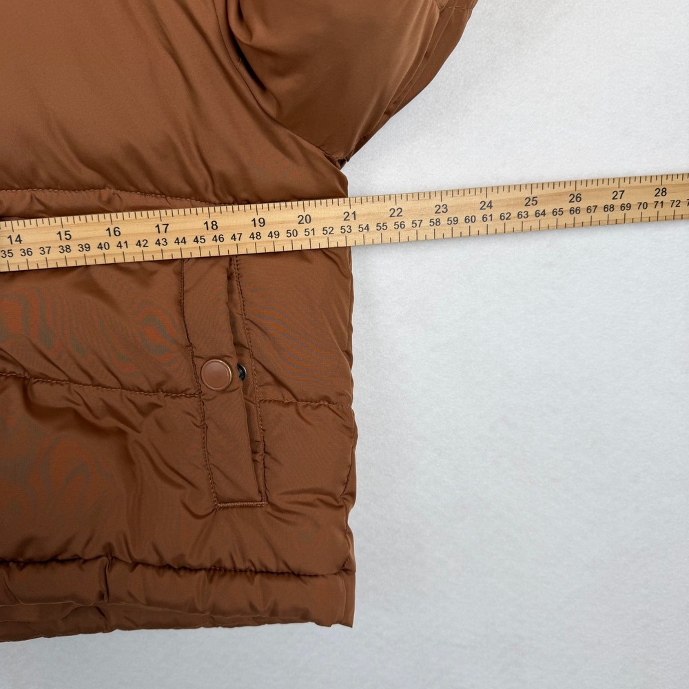 Aeropostale Remixed Down Puffer Jacket Womens Medium Brown Sherpa Crop Gorpcore - Picture 5 of 6